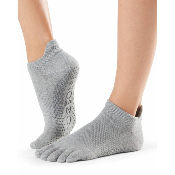 ToeSox Full-Toe LOW RISE HeatherGrey S