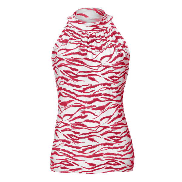 High Neck Top Red/White S
