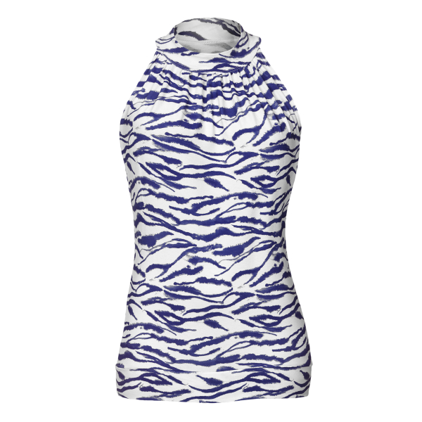 High Neck Top Blue/White S